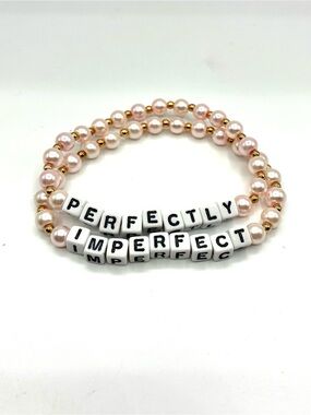 Perfectly Imperfect Pink & Gold Stretch Bracelet Set